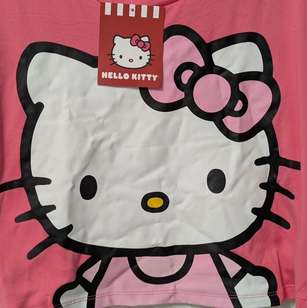 Nwt! Hello Kitty Crop Oversized Tee Shirt - Picture 2 of 6
